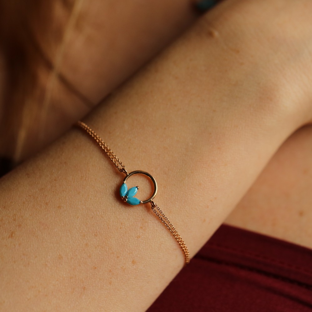 Firuze Taşlı Lotus Bileklik