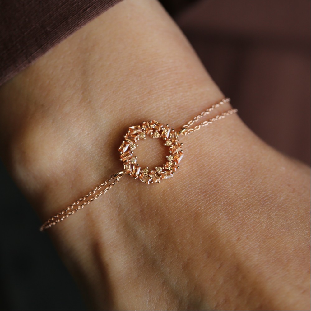 Asimetrik Baget Taşlı Bİileklik Balköpüğü Rengi