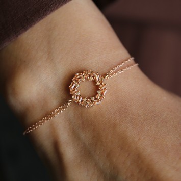 Asimetrik Baget Taşlı Bİileklik Balköpüğü Rengi