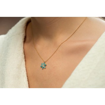 Kar Çiçeği Firuze Altın Kolye