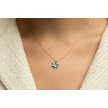 Kar Çiçeği Firuze Altın Kolye