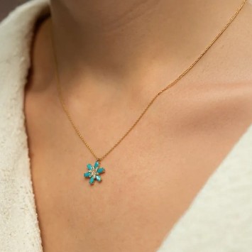 Kar Çiçeği Firuze Altın Kolye