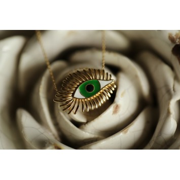 Mineli Yeşil Göz Altın Kolye