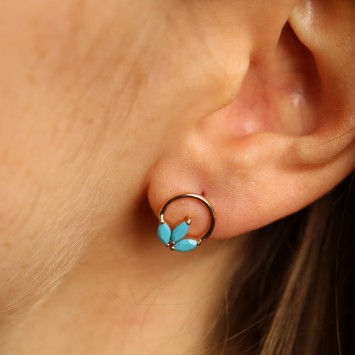 Firuze Taşlı Lotus Küpe