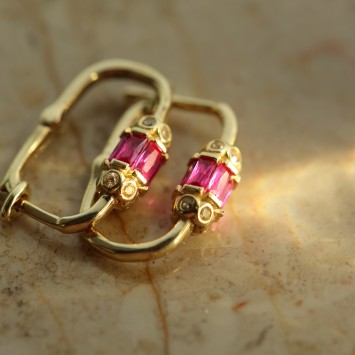 Pembe Revzen Altın Küpe