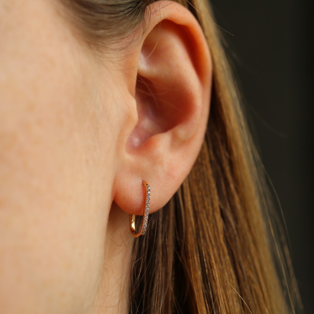 Suyolu Dikdörtgen Altın Küpe