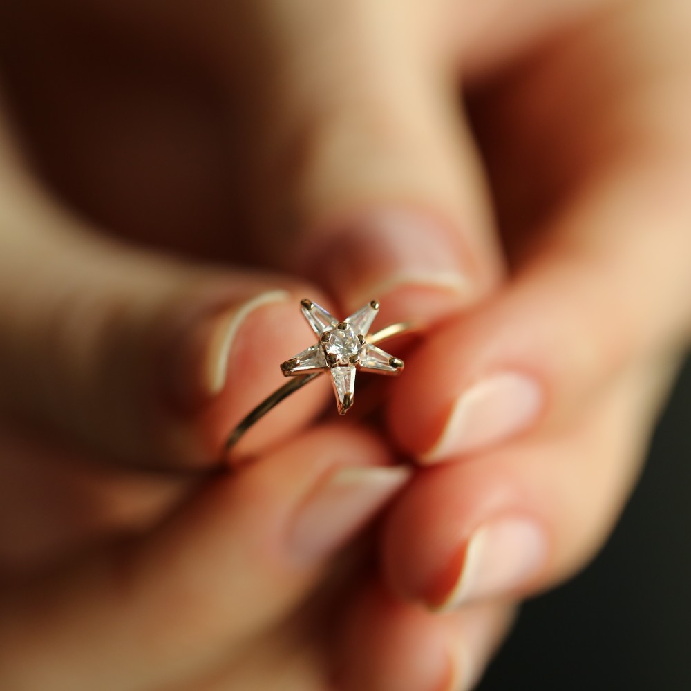 Minimal Yıldız Altın Yüzük