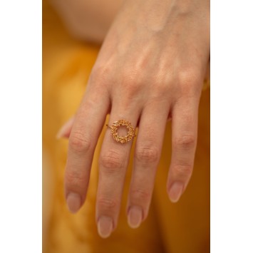 Asimetrik Baget Taşlı Yüzük Balköpüğü Rengi