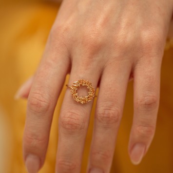 Asimetrik Baget Taşlı Yüzük Balköpüğü Rengi